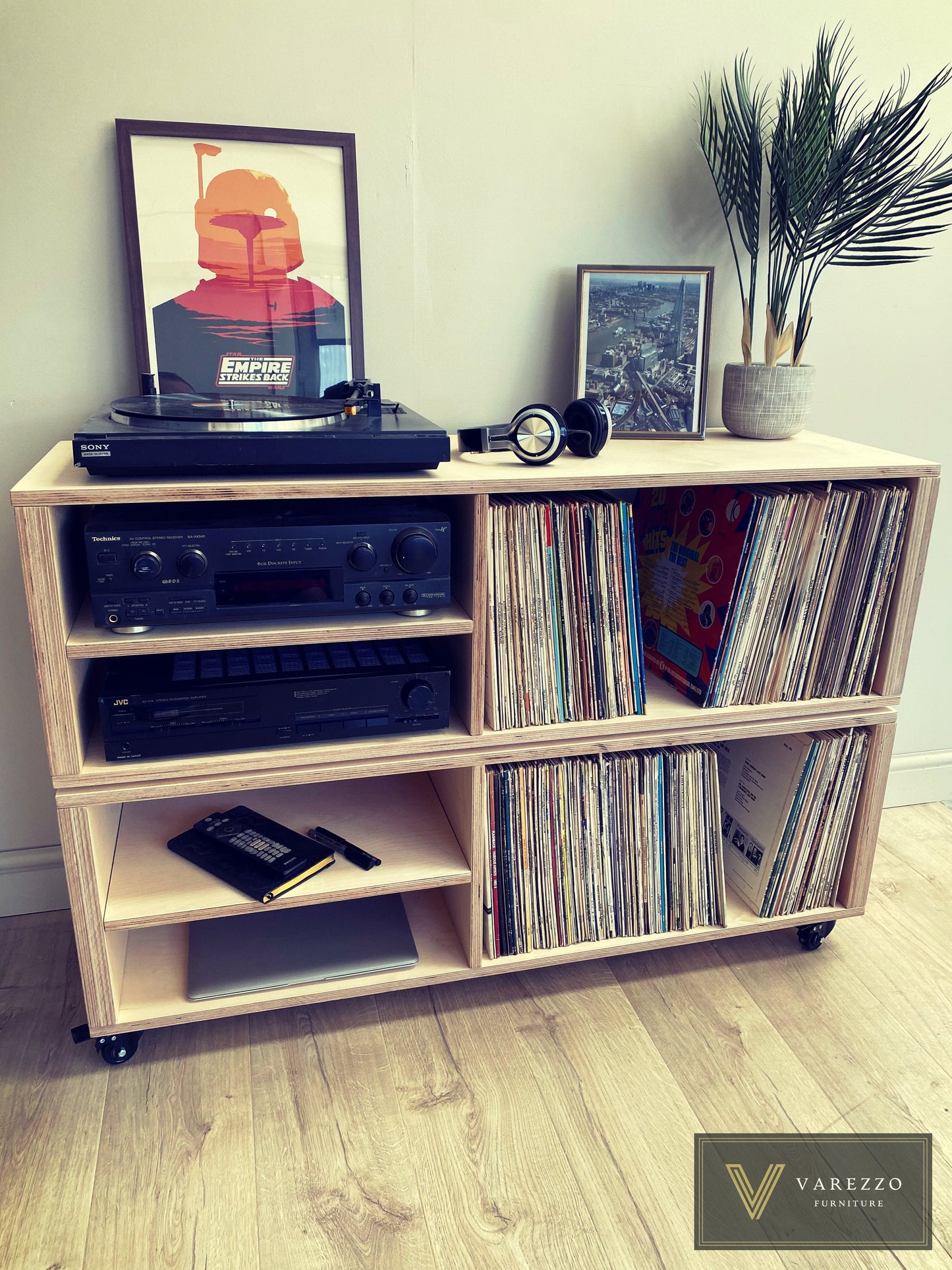 Varezzo Genoa | Record Player Stand | Vinyl Record Storage | Record Storage Table