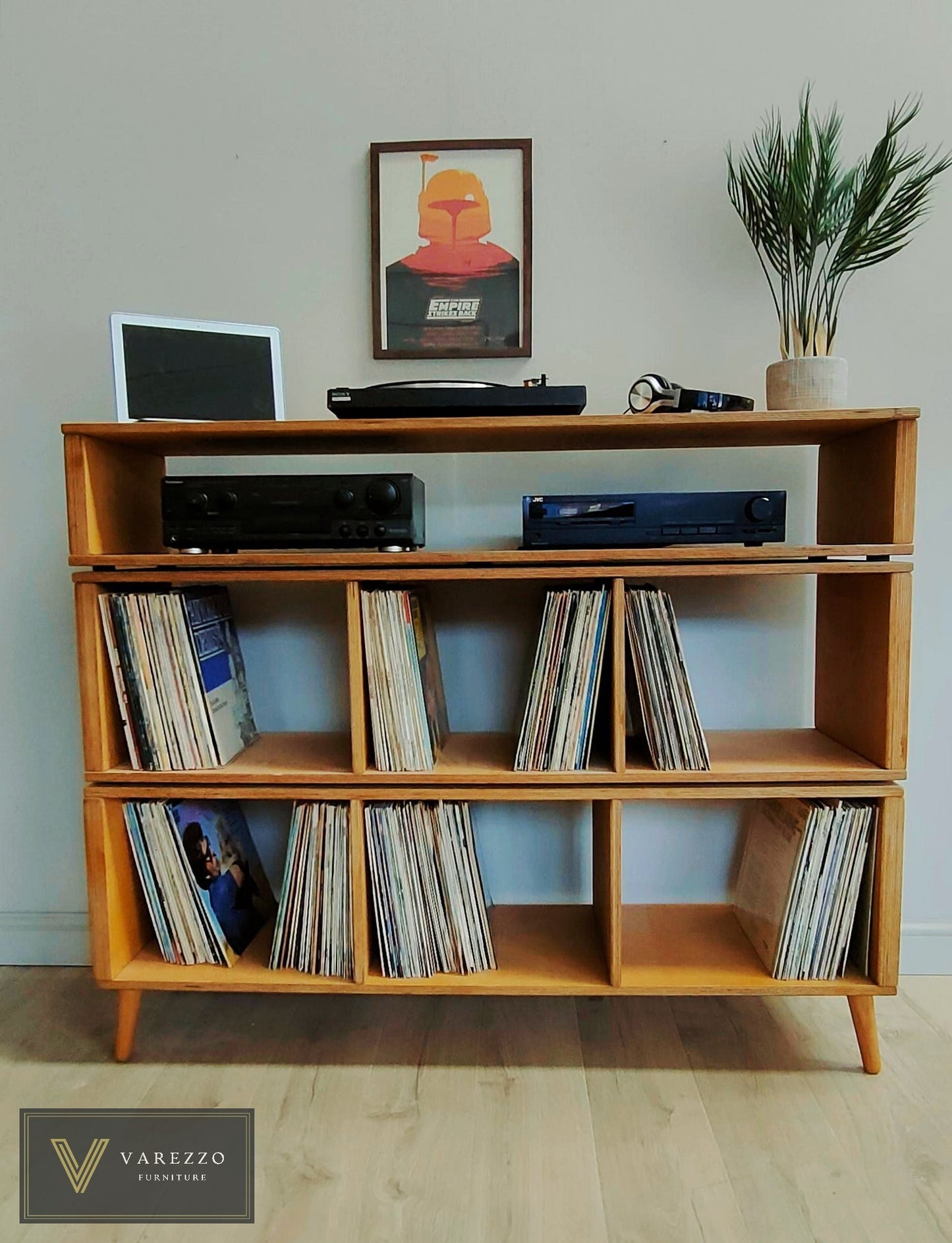 Varezzo Venezia | Wooden legs | Record Player Stand | Vinyl Record Storage | Turntable Stand