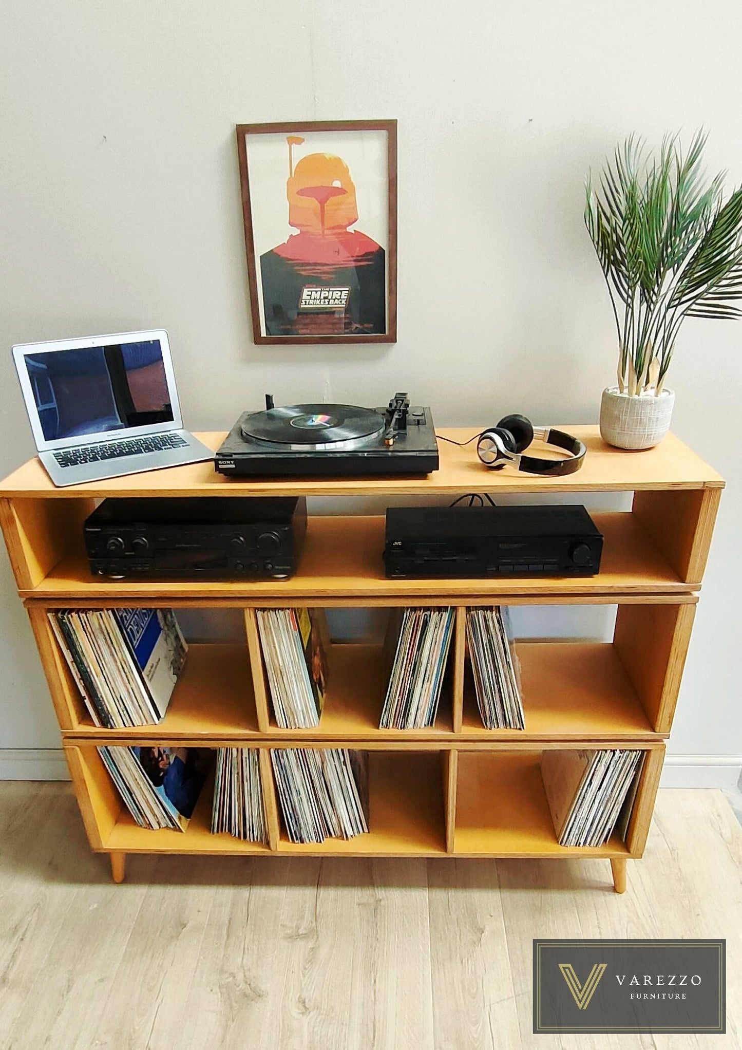Varezzo Venezia | Wooden legs | Record Player Stand | Vinyl Record Storage | Turntable Stand