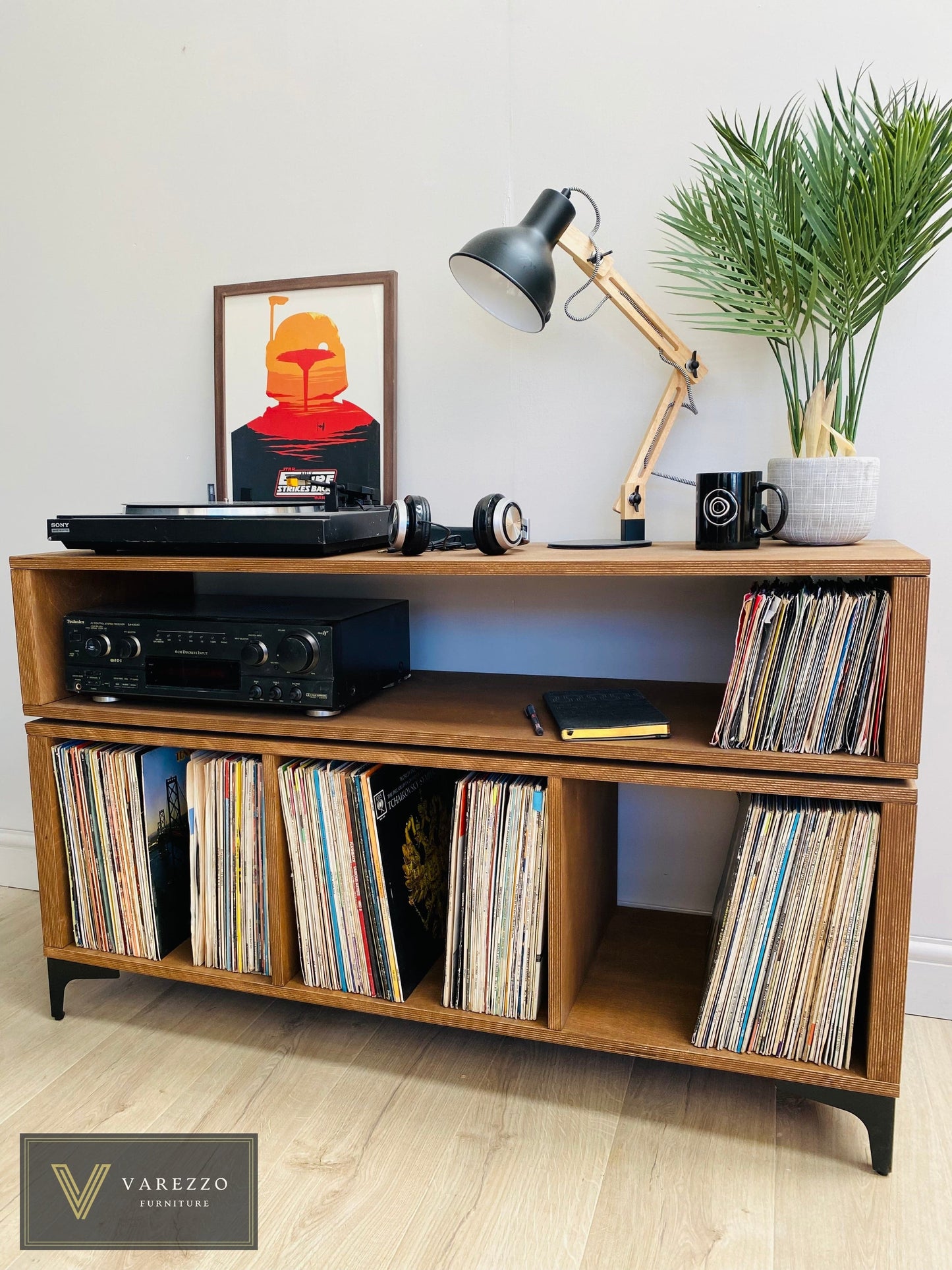 Varezzo Roma | Record Player Stand | Vinyl Record Storage | Turntable Stand